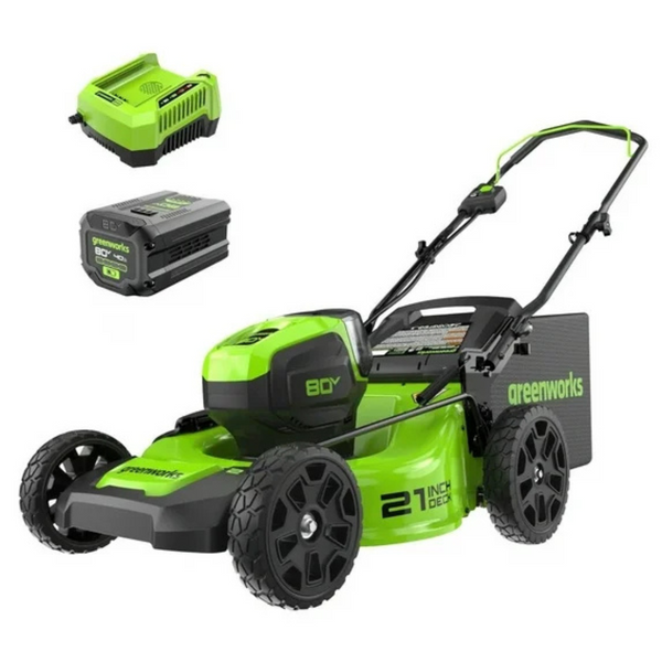 Greenworks Pro 80V 21" Push Lawn Mower With 4Ah Battery & Charger