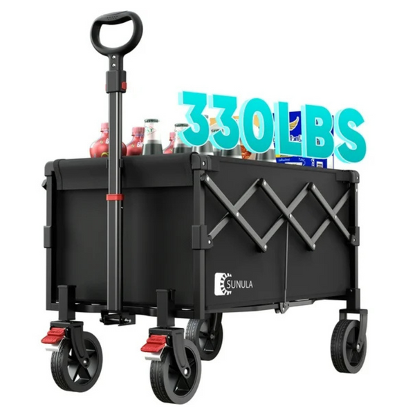 Sekey 330LBS Collapsible Foldable Wagon Cart With Brake Wheels