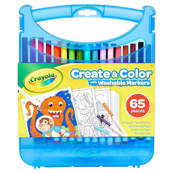 Crayola Super Tips Coloring Art Case With Coloring Pages (65+ Pieces)