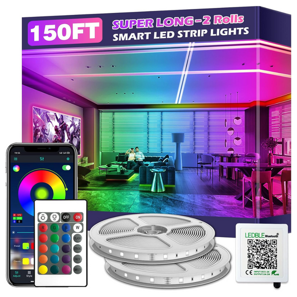 150ft Music Sync 5050 RGB Color Changing Smart LED Rope Lights