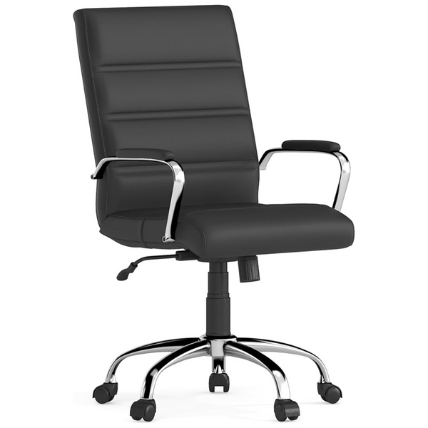 Flash Furniture Leather Soft Mid-Back Desk Chair With Chrome Frame