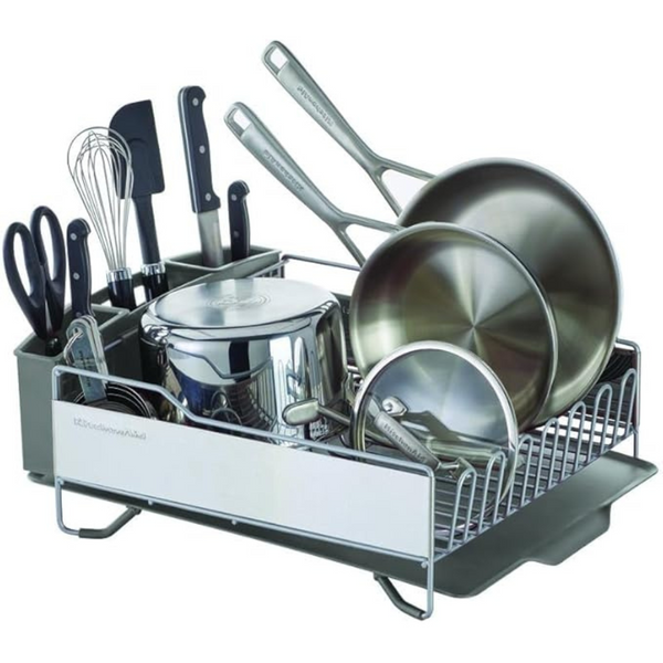 KitchenAid Full Size Stainless Steel Dish Rack w/Angled Drain Board