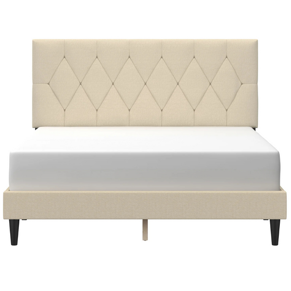 Mainstays Hillside Diamond Tufted Upholstered Queen Platform Bed