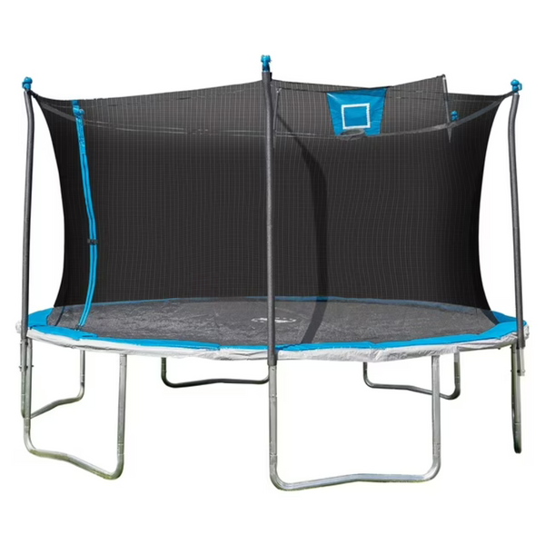 14-Ft Trampoline With Skyslam Basketball Station And Safety-Enclosure