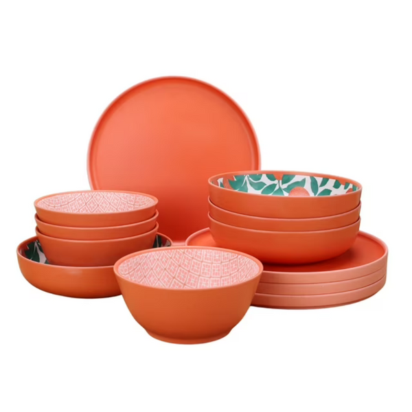 12-Piece Mainstays By Becky G. & Alejandra Bamboo Melamine Dinnerware Set