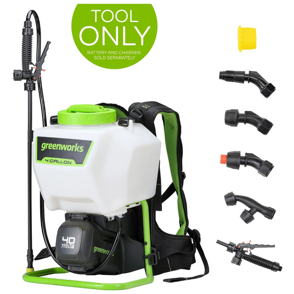 Greenworks 40V 4-Gal Cordless Backpack Sprayer With 5 Tips