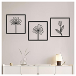 3 Pack Black Metal Wall Decor