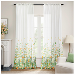 84" Long 2 Panels Semi Sheer Linen Textured Curtains (Various)