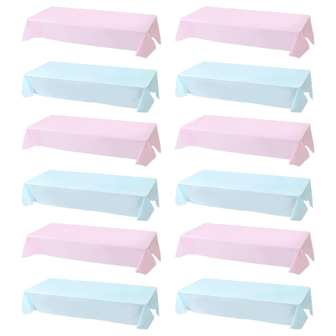 12 Pack Disposable Plastic Rectangle Table Covers