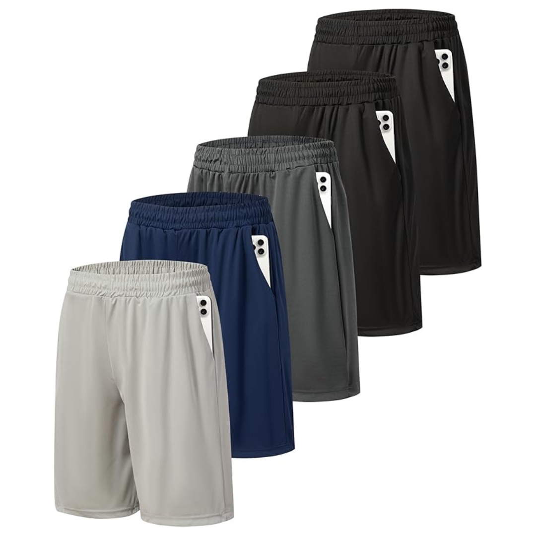 5-Pack Men's Quick Dry Athletic Gym Workout Shorts