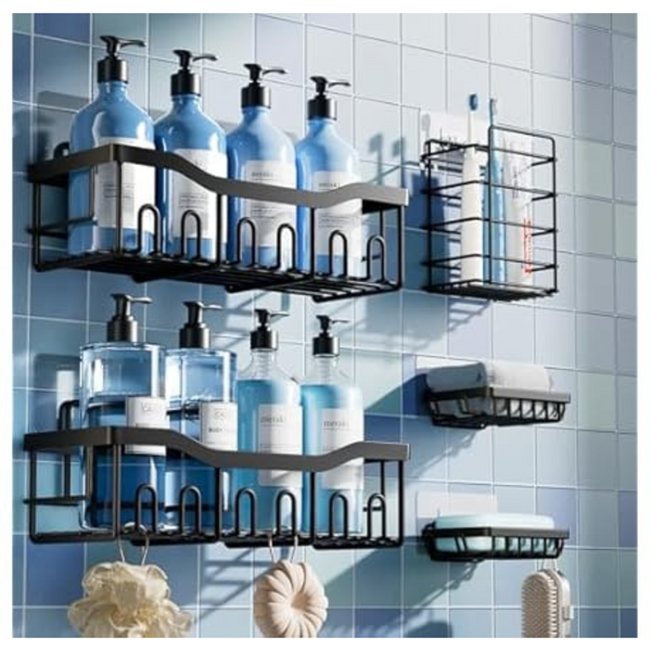 5-Pack Large Capacity Shower Caddy Adhesive Shower Organizer
