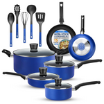15-Piece Non-Stick Heat-Resistant Pots & Pans Cookware Set With Lids