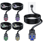 5-Pack 6ft Heavy Duty 16 Gauge Power Extension Cord