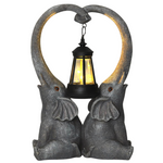 2-Pack Elephant Statue Garden Decor with LED Solar Lights