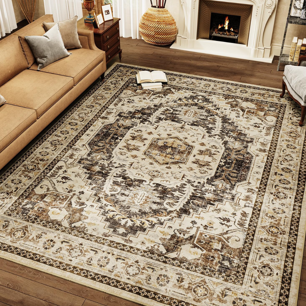 5x7ft Soft Non Slip Washable Traditional Carpet (Various)