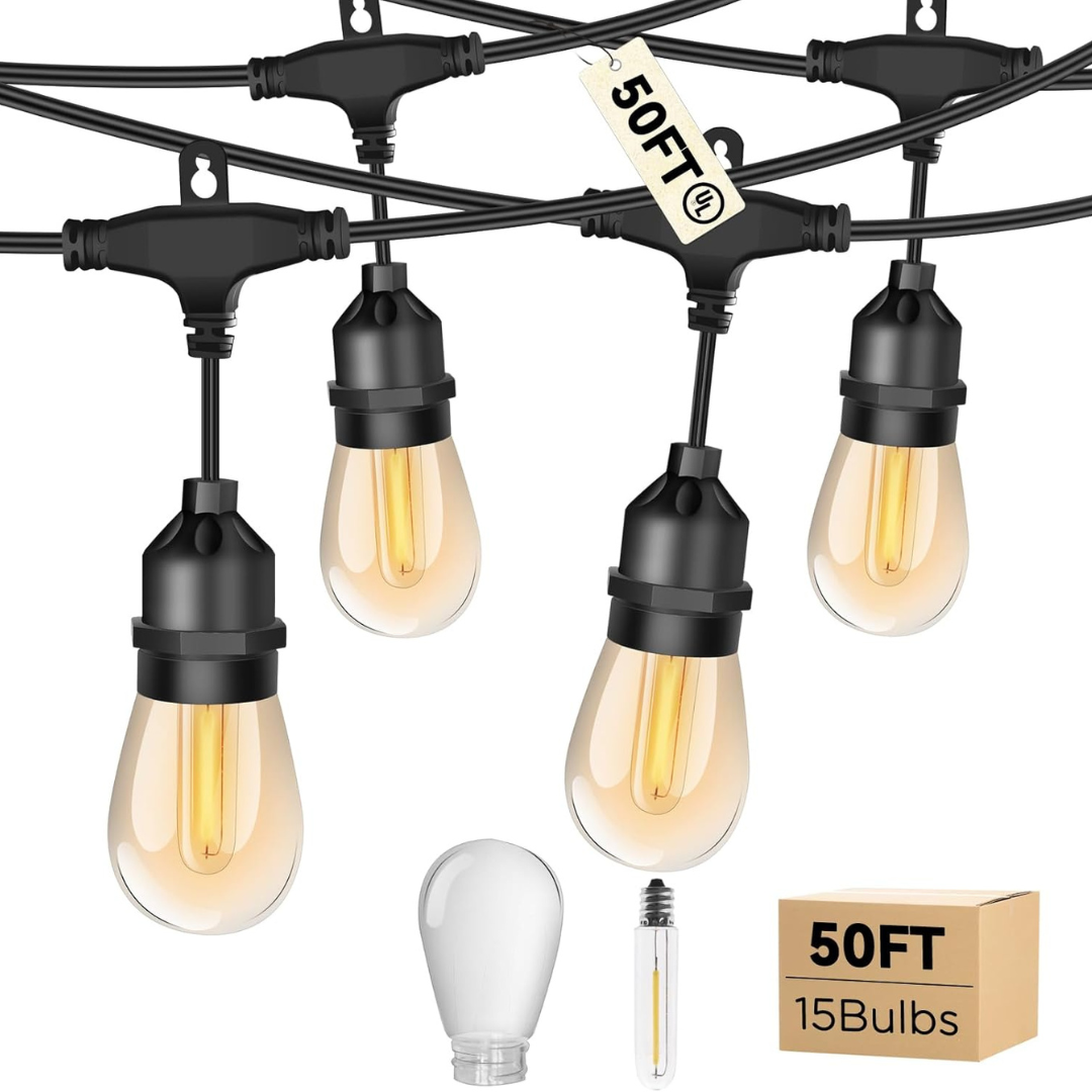 50ft Patio LED Outdoor String Lights