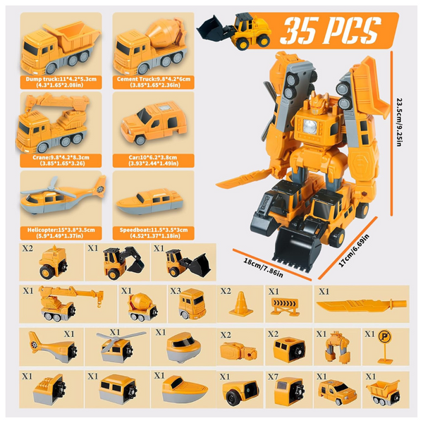 35-Piece Magnetic Transforming Robot Toy Set with Storage Box