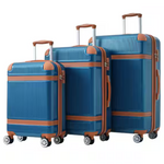 3-Piece Merax Blue Lightweight Expandable Hardshell Luggage Set