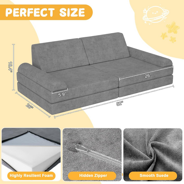 10-Piece Modular Kids Play Convertible Couch