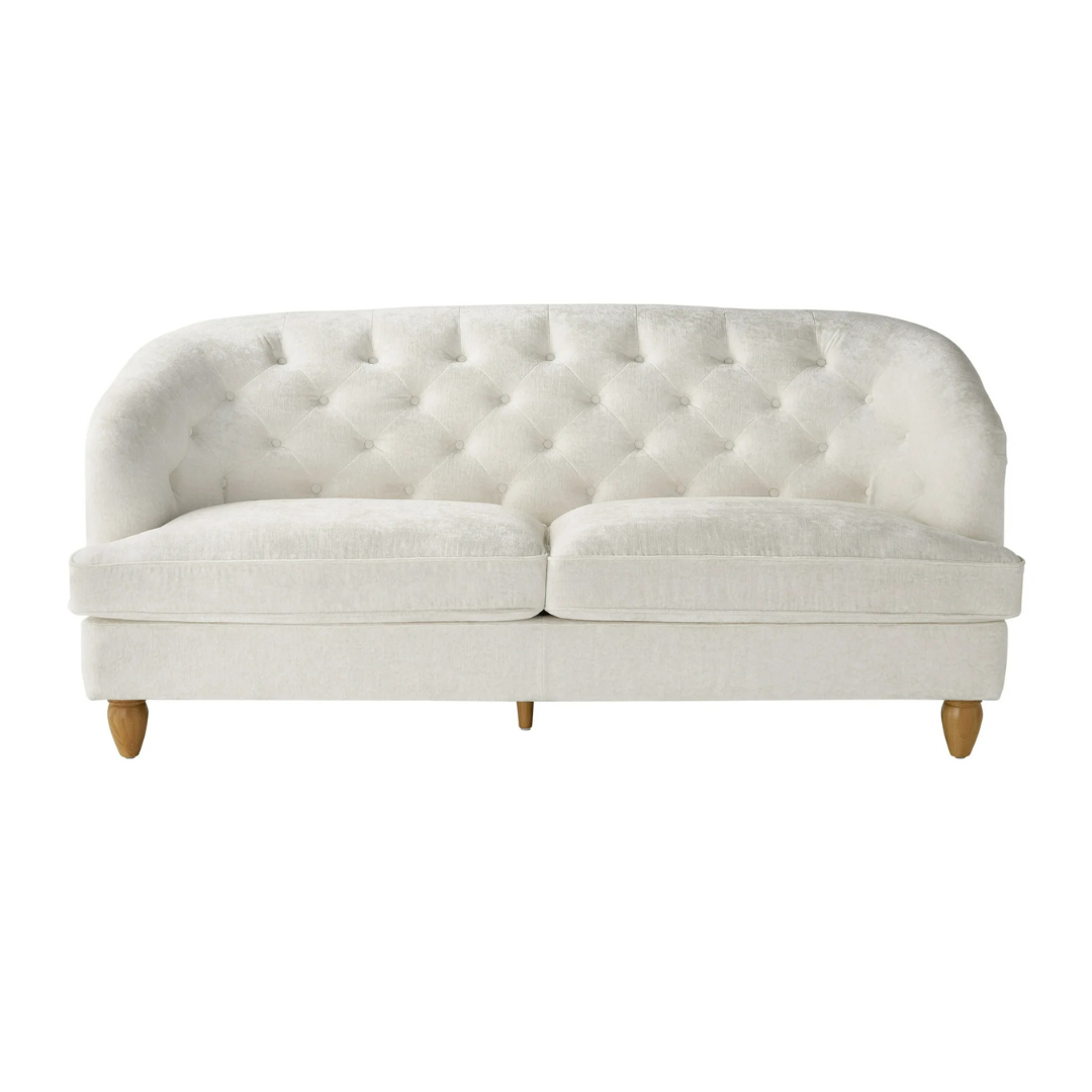 The Pioneer Woman 79.53" Laurel Cream Velvet Tufted Sofa