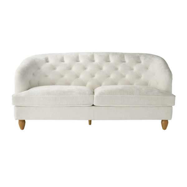 The Pioneer Woman 79.53" Laurel Cream Velvet Tufted Sofa