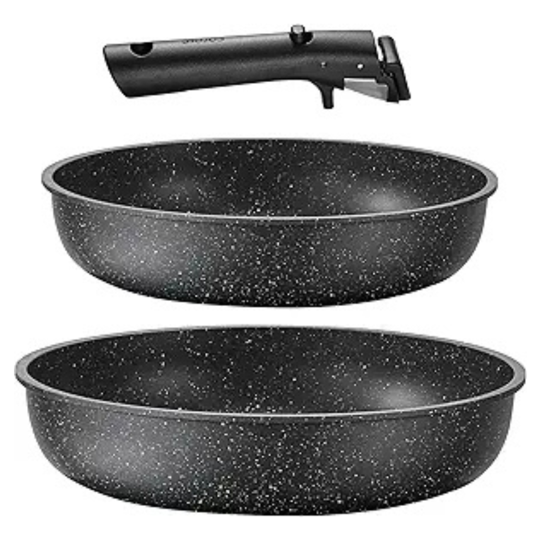 3-Piece Carote Non-Stick Pots and Pans Set With Detachable Handle