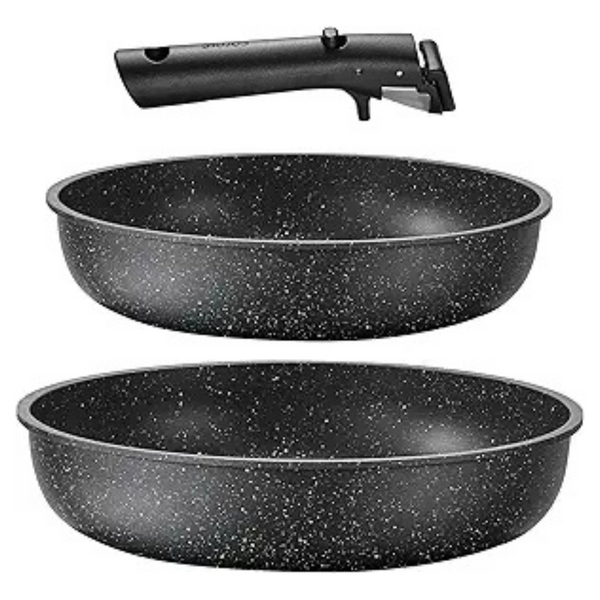 3-Piece Carote Non-Stick Pots and Pans Set With Detachable Handle