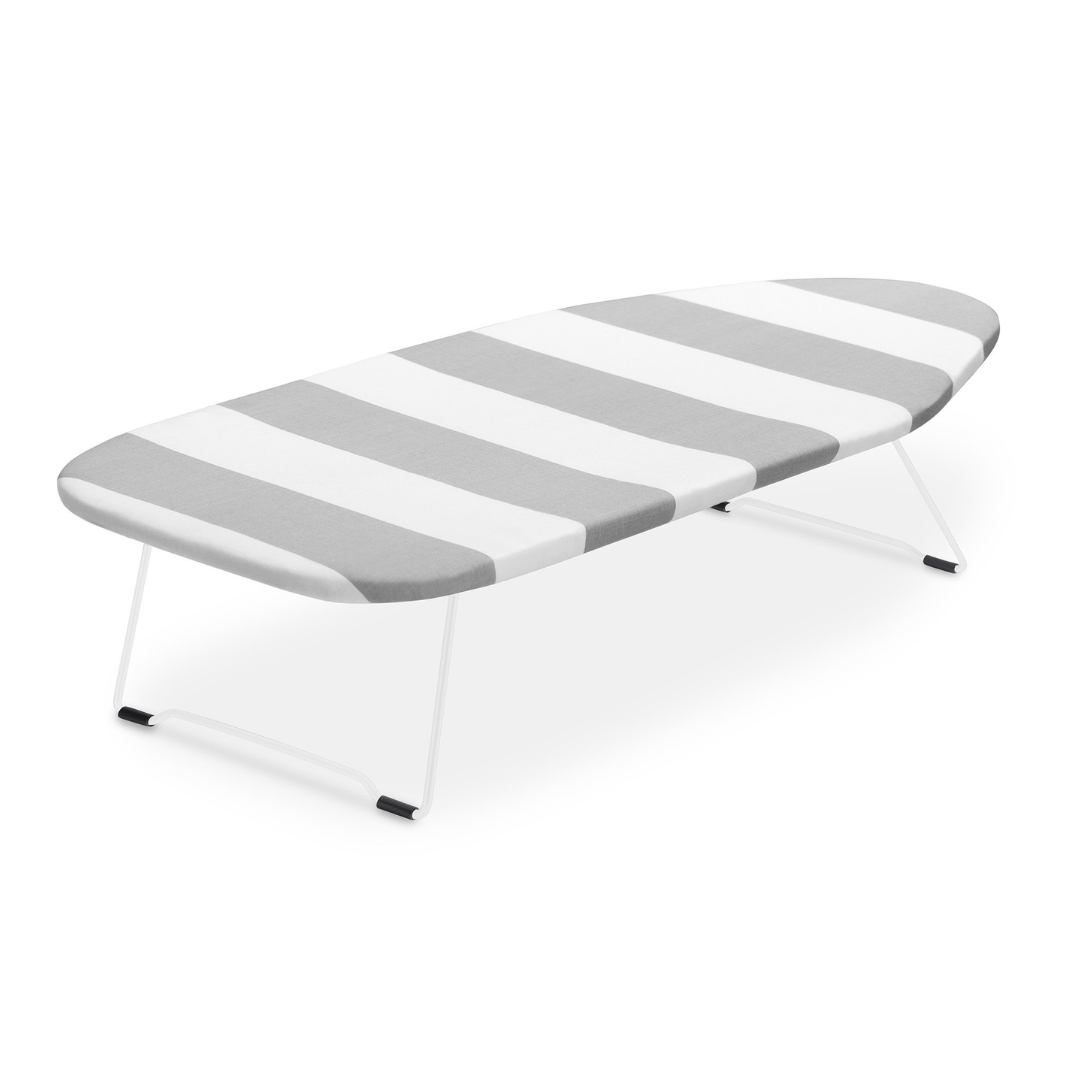 Whitmor Tabletop Ironing Board with Grey/White Striped Cover