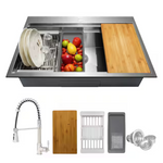 AKDY All-In-One Stainless Steel 33" x 22" Kitchen Sink