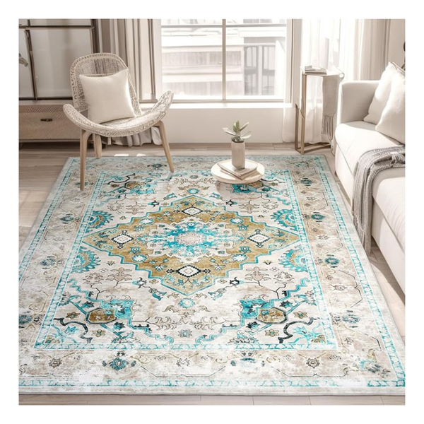 5'x7' Retro Abstract Large Non-Slip &Stain Resistant Carpet