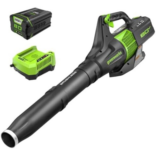 Greenworks Cordless Brushless Axial Leaf Blower W/Battery & Charger