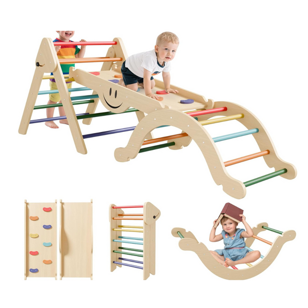 BIERUM 8-In-1 Toddler Climbing Toys Pikler Triangle Set