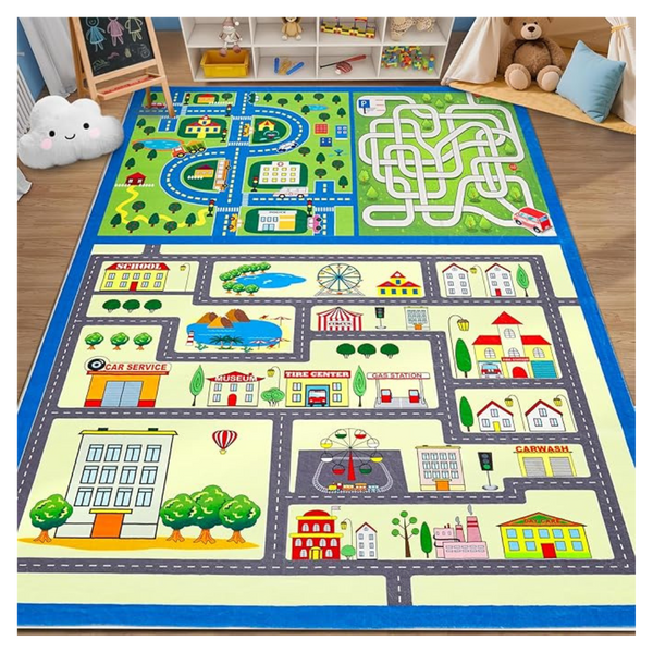 8'x10' GarveeHome Kids Car Play Washable Area Rug
