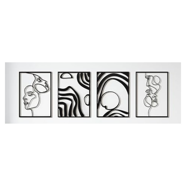 4 Pack Black Metal Wall Decor