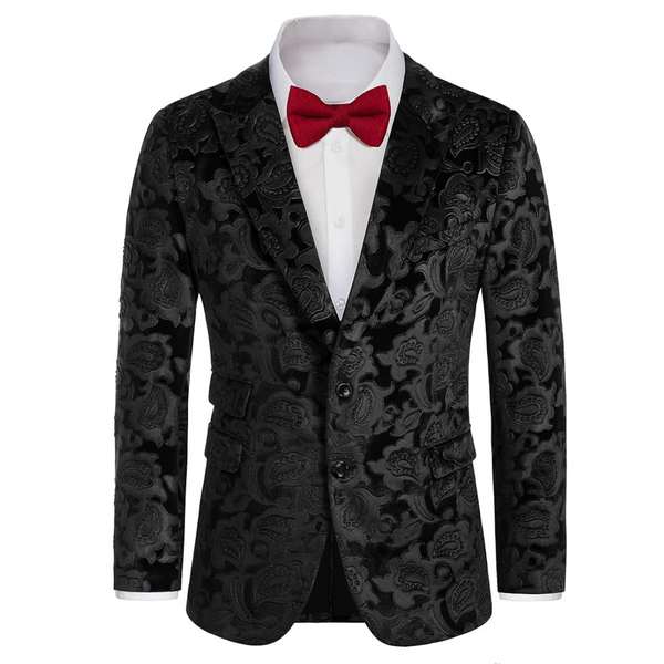 Grace Karin Men's Floral Slim Fit Velvet Tuxedo
