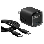 25W Anker USB-C Foldable Wall Charger With 5ft Cable (3 Colors)