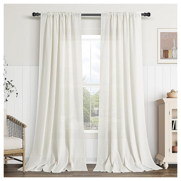 2-Panels 52" x 84" Natural Linen Curtains