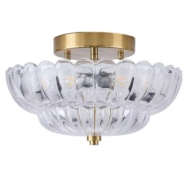 11.8" Mid Century Modern Gold Flush Mount Ceiling Light Fixture