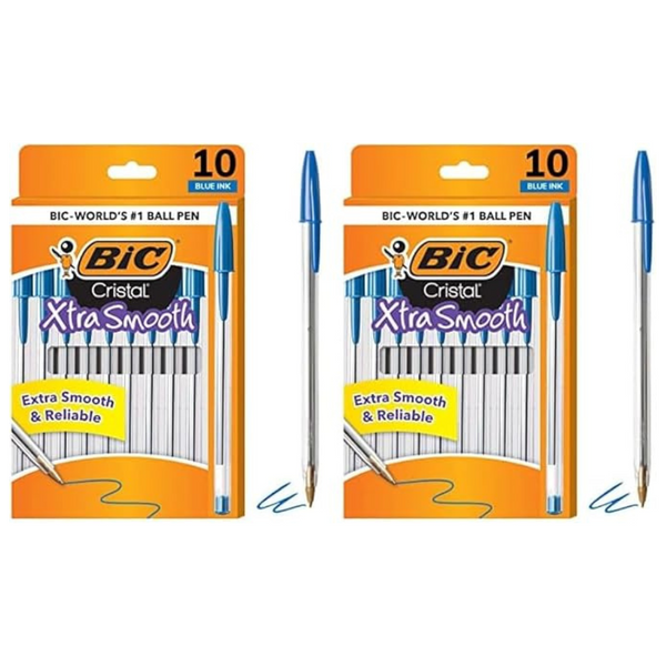 20-Count (2 x 10ct) BIC Cristal Xtra Smooth Ballpoint Pen (1.0mm)
