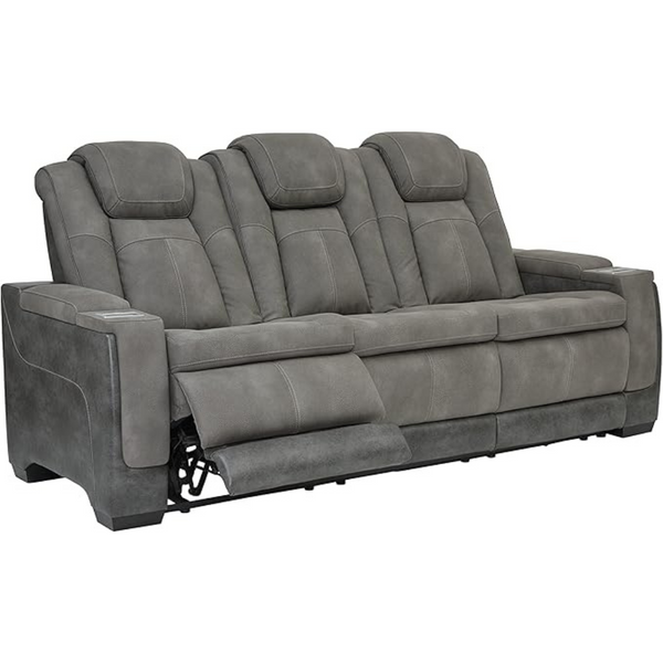 Signature Design By Ashley Faux Leather Reclining Sofa W/ Adjustable Headrest