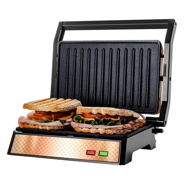 Ovente Electric Panini Press Sandwich Maker With Non-Stick Coated Plates