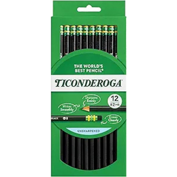 12-Count Ticonderoga Wood-Cased #2 HB Soft Pencils