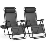 2-Pack JHK Zero Gravity Lounge Chairs with Adjustable Pillow & Cup Holder