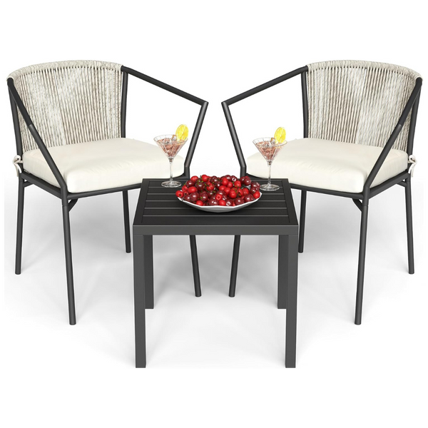 3-Piece Outdoor All-Weather Patio Bistro Chairs & Table Set