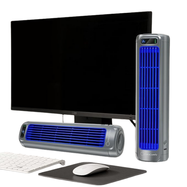 12" Rechargeable Portable Bladeless Desk Fan With 3 Speeds Quiet Operation