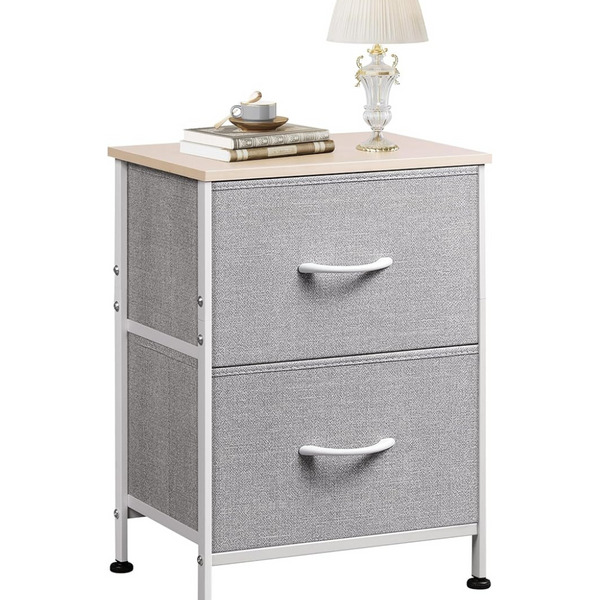 WLIVE Multipurpose Night Stand With 2 Fabric Drawers