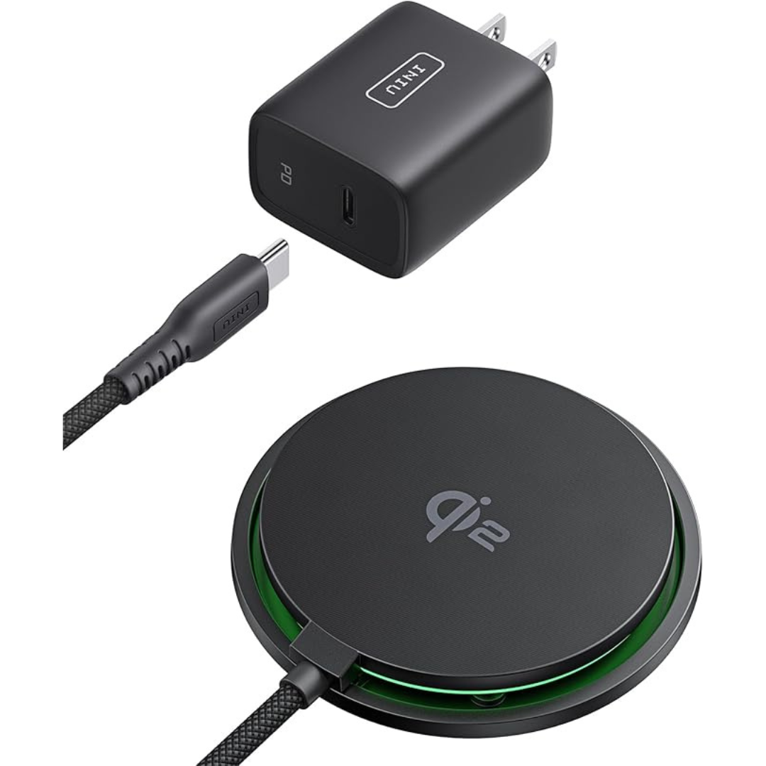 INIU Qi2 Certified Magnetic 15W Wireless Charging Pad with Cooling Fan & Adapter