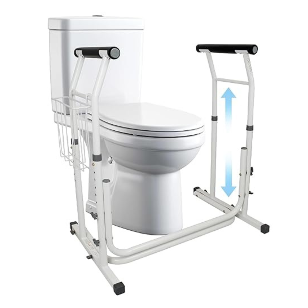 Carex Adjustable Toilet Safety Rails With Handles For Elderly Or Disabled