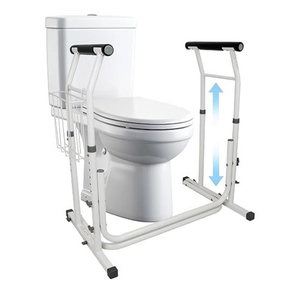 Carex Adjustable Toilet Safety Rails With Handles For Elderly Or Disabled
