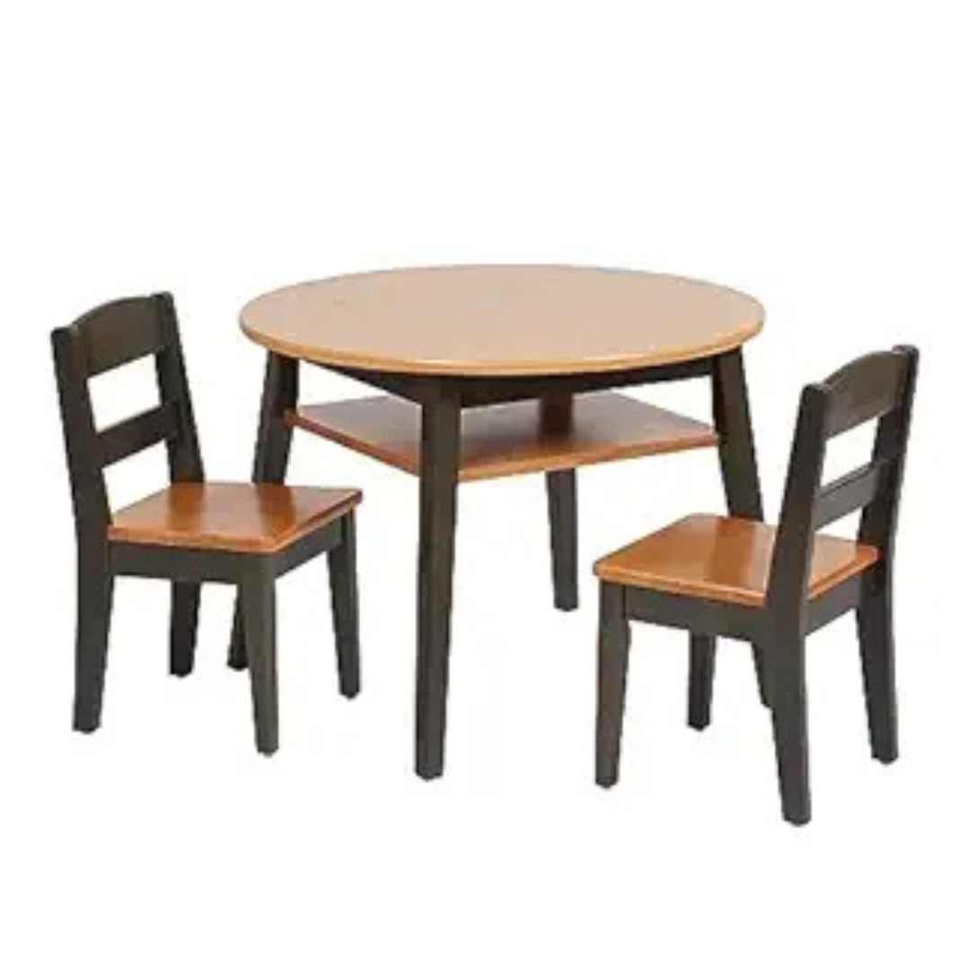 3-Piece ECR4Kids Hideaway Table and Chair Set (Honey/Grey Wash)